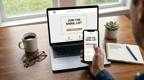 email list signup form on phone and laptop